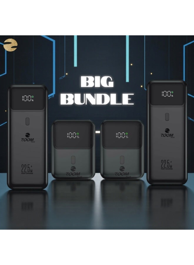 زوم بلس مجموعة باور بانك زووم بلس بسعة 60,000 مللي أمبير - عبوة من 4 قطع (22.5 واط) | 2 × 10,000 مللي أمبير + 2 × 20,000 مللي أمبير | شحن فائق السرعة - Image 1